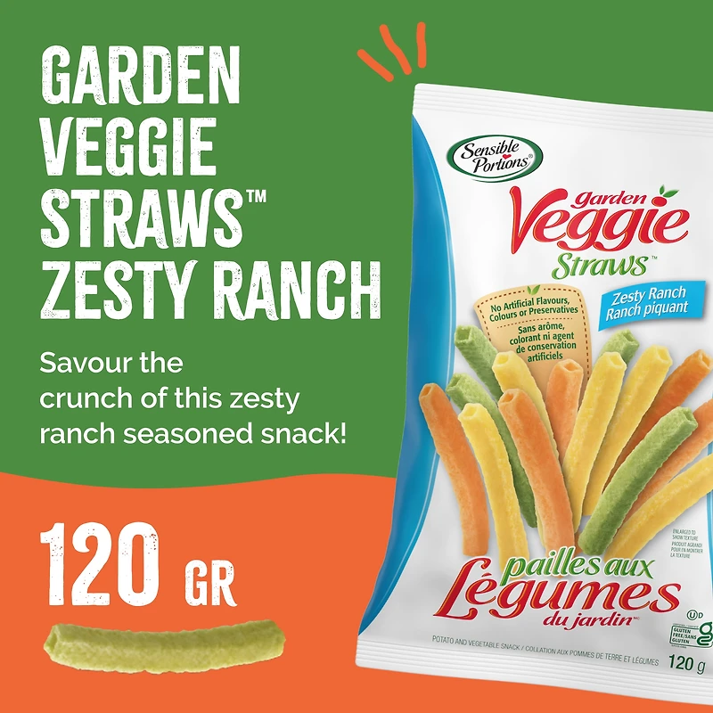 Sensible Portions® Veggie Straws™, Zesty Ranch Flavour, Gluten-Free Chips