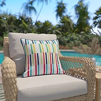 HOMETRENDS 16" x 16" Bright Stripes Outdoor Toss Cushion, Fade Resistant