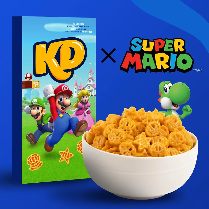 KD Super Mario Power-Up Pasta Shapes Macaroni and Cheese, 156 g Box