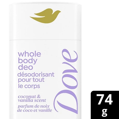 Déodorant corporel sans aluminium Bâton Anti-Friction, Dove parfum noix de coco et vanille, 72 heures de protection anti-odeurs