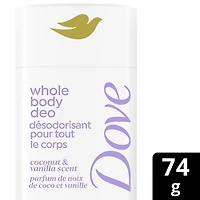Dove Whole Body Deodorant Aluminum Free, Anti-Friction Stick Coconut & Vanilla Scent