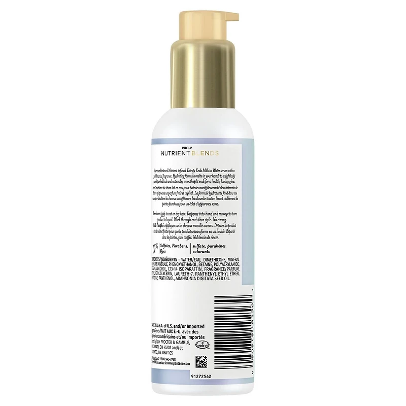 Pantene Baobab Nutrient Blends Éclat Hydratant Pointes Assoiffées Sérum Capillaire Lait en Eau