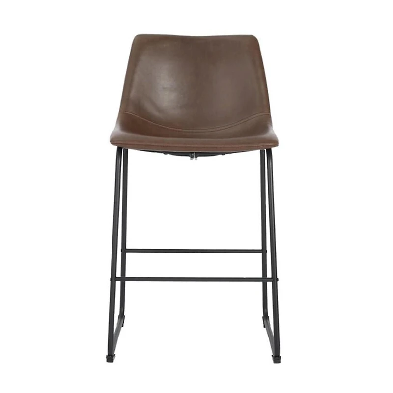 LANDON STOOL 30"with PU leather and matte black powder coated steel frame SET OF 2