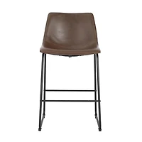 LANDON STOOL 30"with PU leather and matte black powder coated steel frame SET OF 2