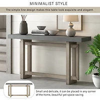 Noble House 59.1" Painted Entryway Table,Pine Veneer Triple Rectangle Design Console with Thick Pine Legs,Extra Long,Gray