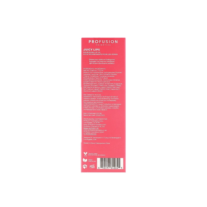 Profusion Cosmetics | Juicy Lips, Lip Oil, Wild Watermelon, 1 Count, 0.18 Fl. Oz.