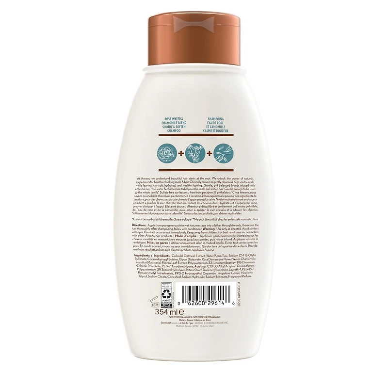 AVEENO Eau de Rose et Camomille Shampooing Sensible et Doux
