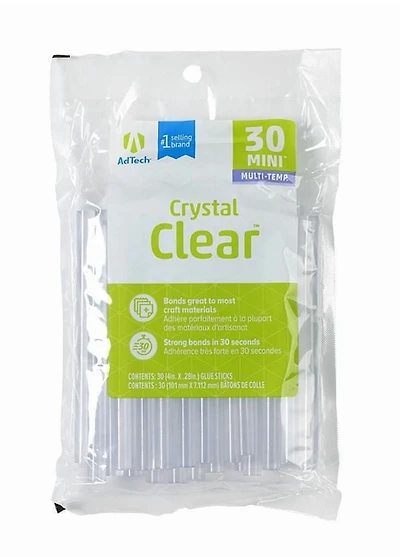 Bâtons de colle AdTech Crystal Clear (W220-34ZIP30) – Mini bâtons de colle multi-usages, transparents, pour pistolet à colle chaude, pour loisirs créatifs, scrapbooking et plus encore. Bâtons de colle