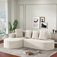 Noble House Fully Compressed Frameless Modular Sofa,L-Shaped Recliner,White