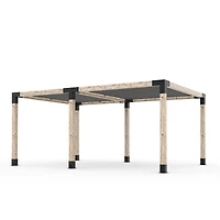 Kit Toja 12' x 22' Double Pergola avec 2 voiles d’ombre pour poteaux en bois 6x6