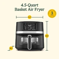 Cuisinart Friteuse à air avec panier de 4,5 l, lumière intérieure, pièces lavables au lave-vaisselle, 4 préréglages, rôtir, cuire, griller, frire à l'air libre et garder au chaud pour des repas