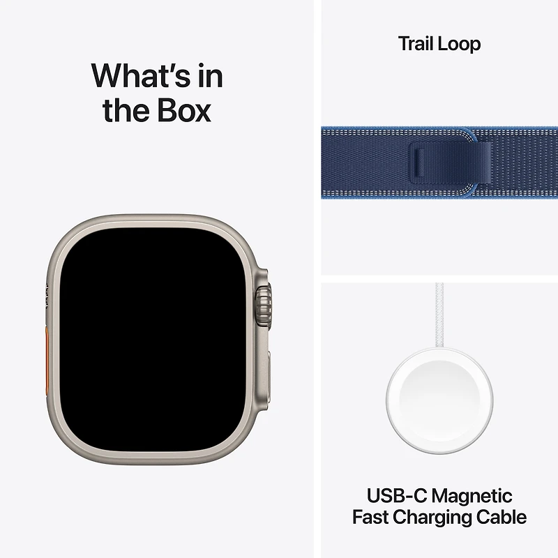 Apple Watch Ultra 3 GPS + Cellular 49mm Natural Titanium Case with Bright Blue Trail Loop - S/M