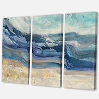 Designart Coast Blue Sea Waves Watercolour Canvas Wall Art