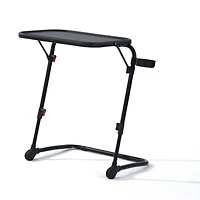 Homy Casa 1-Piece 21.26'' Folding Tray Table, Adjustable Height Side Table with Cup Holder for Sofa Bed, Black