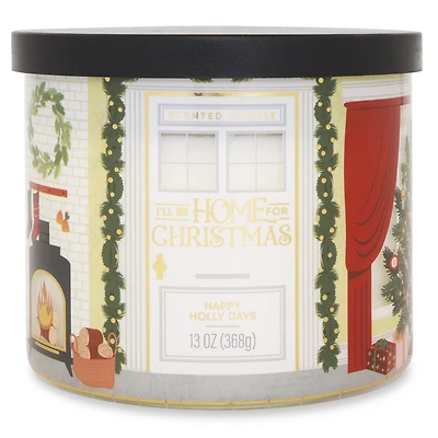 Mainstays 3-Wick Candle I'll Be Home For Christmas Happy Holly Days Wrap, 13-Ounce