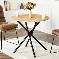 Homy Casa Round Side Table for Living Room, 31.5 inch Top with Metal Legs, Dark Brown, Modern accent Piece