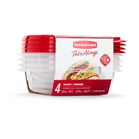 Rubbermaid TakeAlongs Square Food Storage Containers, 669 mL (2.9 Cup), Ruby Red, 4 Pack