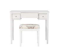 Joanna Butterfly Bench Vanity Set in White