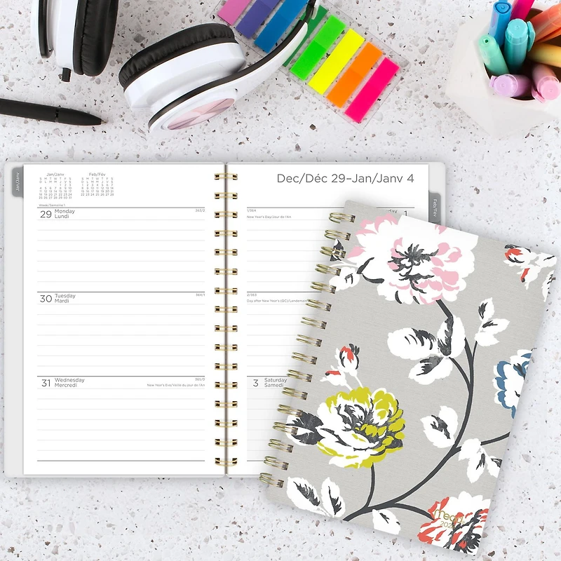 2026 Mead® Greyson Floral Small Weekly Clear Poly Cover Planner