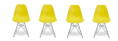 Eiffel Chairs for Adults Set of 4 in Yellow Color with Chrome Chairs