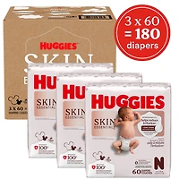 Couches pour bébé Huggies Skin Essentials, taille NB (6 à 9 lb), 180 couches