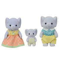 Trio de familles d'éléphants Calico Critters, ensemble de 3 figurines de poupées de collection