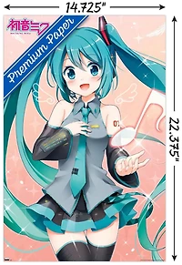Hatsune Miku - Music Note Wall Poster with Push Pins, 14.725" x 22.375"