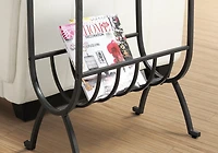 Monarch Specialties Accent Table, Side, End, Magazine, Nightstand, Narrow, Living Room, Bedroom, Metal, Tempered Glass, Black, Clear, Transitional