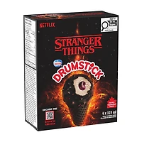DRUMSTICK Stranger Things Frozen Dessert Cones, Canadian Dairy & No Artificial Colours, 4 x 125 ml