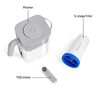 Pichet filtrant Culligan avec technologie ZeroWater de tasses avec filtre à eau avancé à 5 étapes