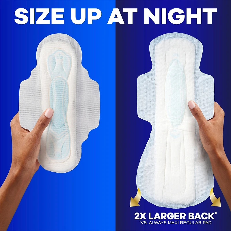 Always Maxi Overnight Pads with Wings for Women, Size 5, Extra Heavy Overnight Absorbency, Unscented