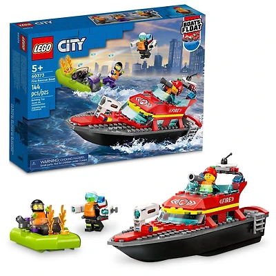 LEGO City Fire Rescue Boat 60373 Toy Boat that Floats on Water for Imagination Play, Building Toy for Kids Ages 5+