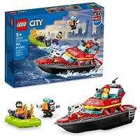 LEGO City Fire Rescue Boat 60373 Toy Boat that Floats on Water for Imagination Play, Building Toy for Kids Ages 5+