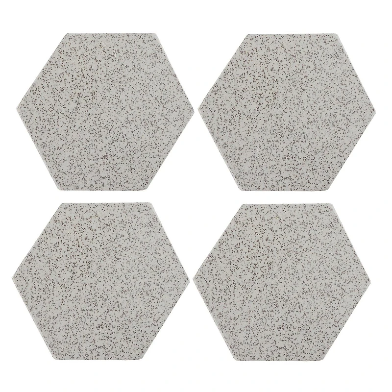 4Pc Terrazzo Stone Hexagon Coaster 4X4
