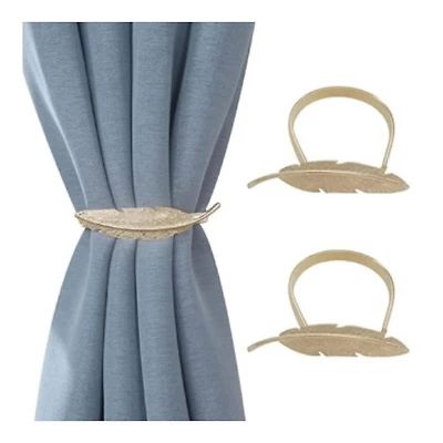IH Casa Decor Set Of 2 Curtain Tiebacks Feather Rose Gold