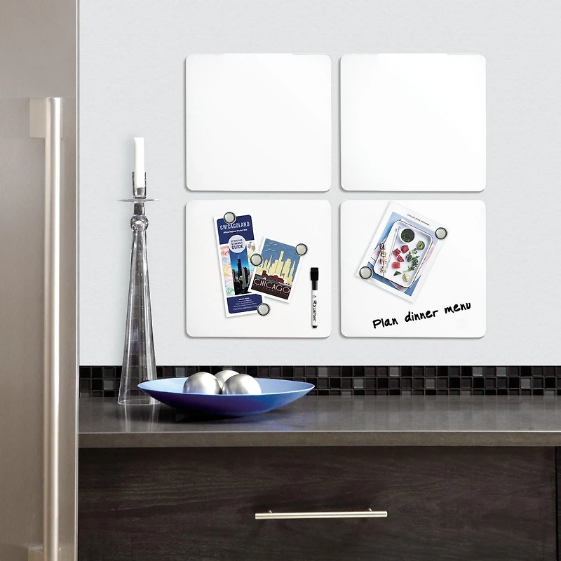 Quartet Magnetic Dry-Erase Tin Tiles, Frameless, Assorted Colours, 12" x 12"