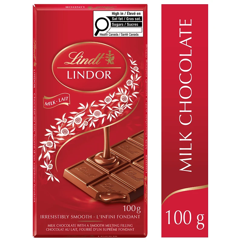 Lindt LINDOR Milk Chocolate Bar, 100 Grams