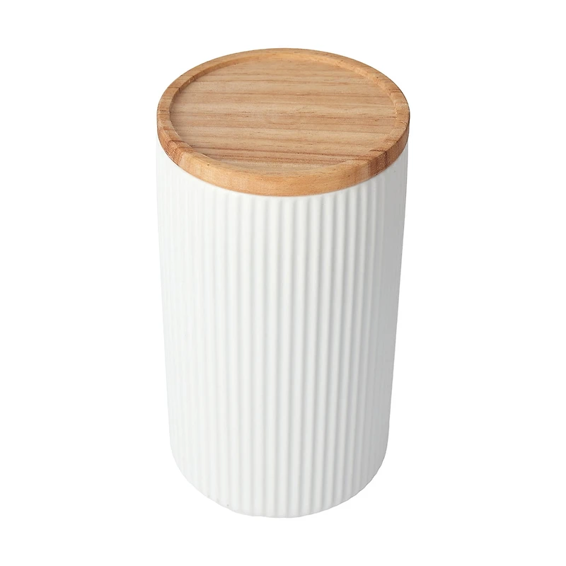 Anko Large White Ribbed Canister