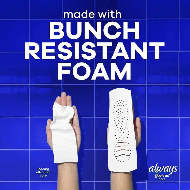 Always Infinity FlexFoam Pads for Women, Size 4, Overnight Pad with Wings, Unscented, 38 Count