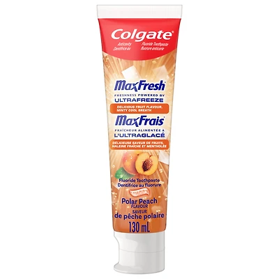 Colgate Maxfrais Dentifrice au Fluorure Anticarie, Pêche Polaire à la Menthe 130ml