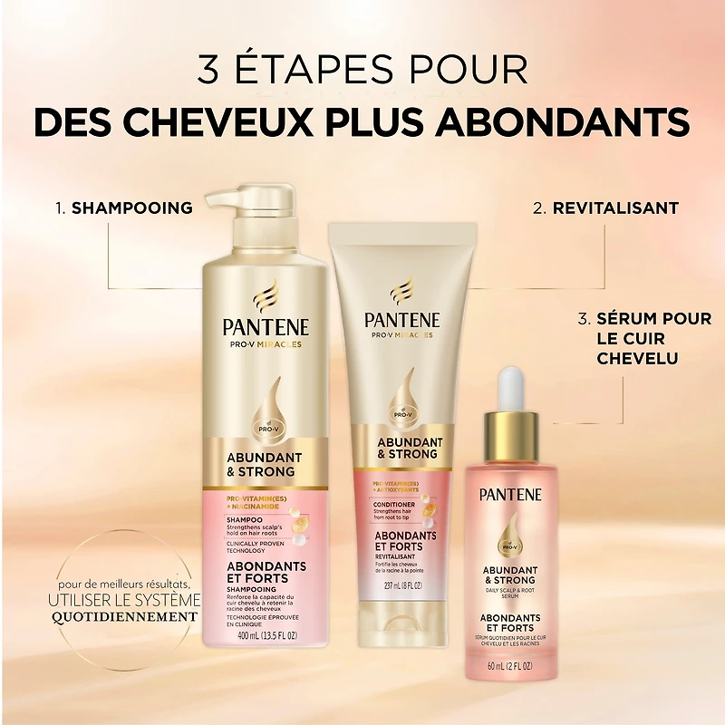 Pantene Abundant & Strong Conditioner, Strenghtens Hair From Root to Tip, Pro-Vitamin B5 Complex and Antioxidants, 237 mL
