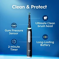 Oral-B Rechargeable Electric Toothbrush, iO4 Clean & Gum, 4 Cleaning Modes, Visual Pressure Sensor to Protect Gums, 2 Brush Heads, Travel Case, Pink