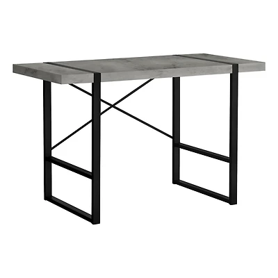 Monarch Specialties Bureau, Bureau À Domicile, Ordinateur Portable, 48"l, Travail, Métal, Stratifié, Gris, Noir, Contemporain, Moderne