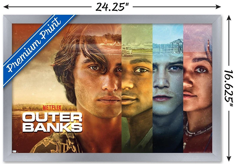 Netflix Outer Banks - Faces Wall Poster, 14.725" x 22.375" Framed