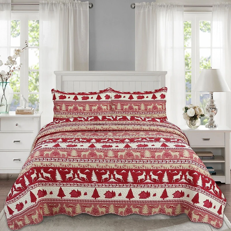 Marina Decoration Rich Printed Embossed Pinsonic Coverlet Bedspread Ultra Soft Bedding Summer Quilt Set with Shams
