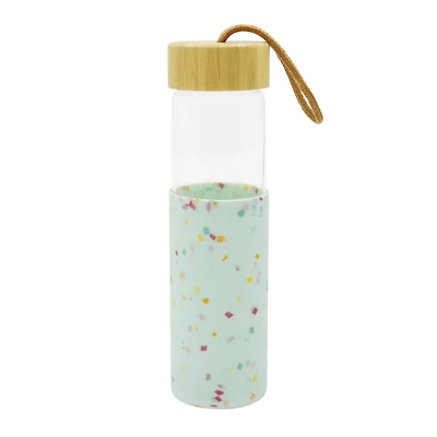 Hometrends Glass Water Bottle With Silicone Sleeve, 20 oz