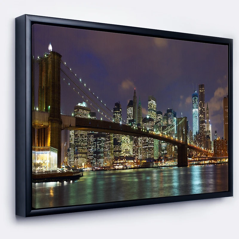 Design Art Brooklyn Bridge Panoramic View Framed Canvas Art Print