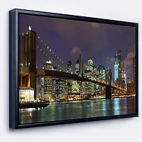 Design Art Brooklyn Bridge Panoramic View Framed Canvas Art Print