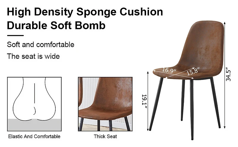 Noble House Modern Dining Chairs Set of 6,Brown Suede-Like Tech Fabric