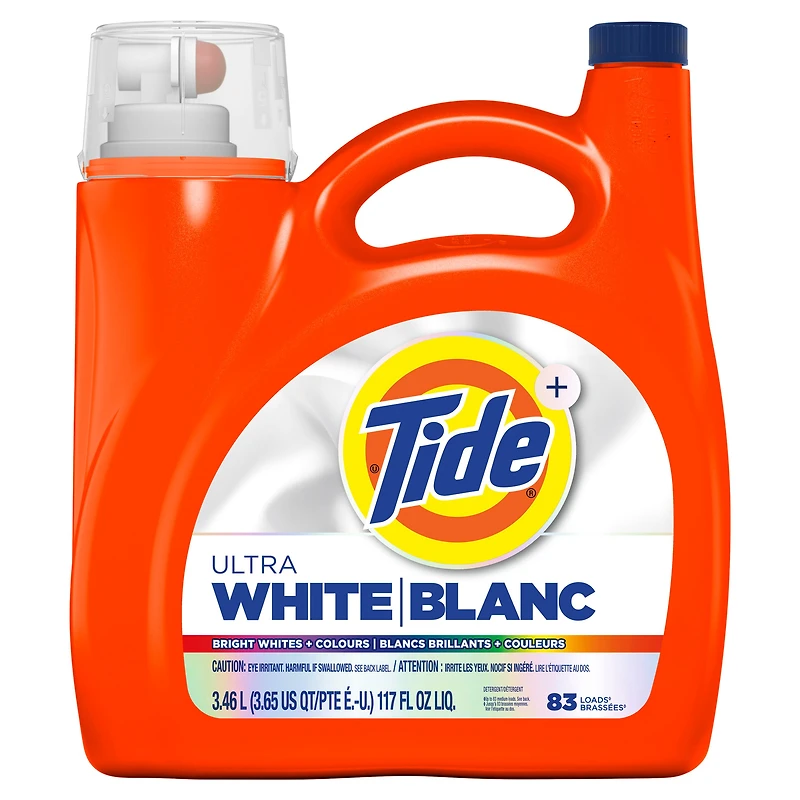 Tide Ultra White Liquid Laundry Detergent, 3.46 L, 83 Loads, Laundry Detergent Liquid for Bright Whites and Colours